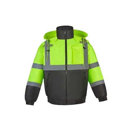 2W International Hi-Viz Light Weight Bomber Jacket, Medium, Lime, Class 3 250C-3 M